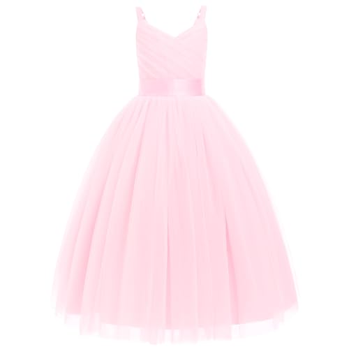 Robe De Princesse En Tulle Fille Col V Sans Manches