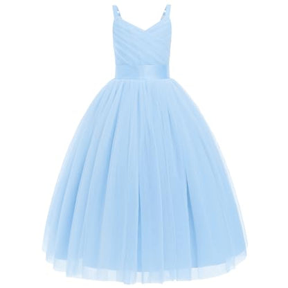 Robe De Princesse En Tulle Fille Col V Sans Manches