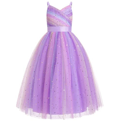 Robe De Princesse En Tulle Fille Col V Sans Manches