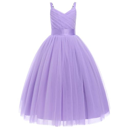 Robe De Princesse En Tulle Fille Col V Sans Manches