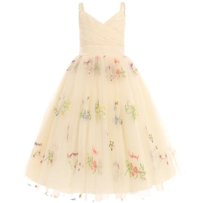 Robe De Princesse En Tulle Fille Col V Sans Manches