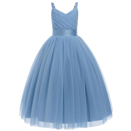 Robe De Princesse En Tulle Fille Col V Sans Manches