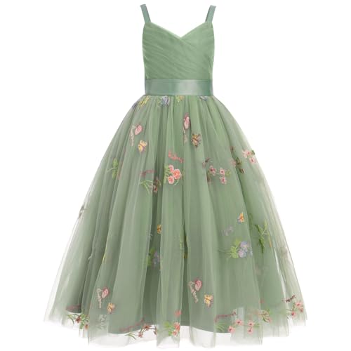 Robe De Princesse En Tulle Fille Col V Sans Manches