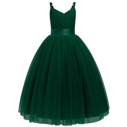 Robe De Princesse En Tulle Fille Col V Sans Manches