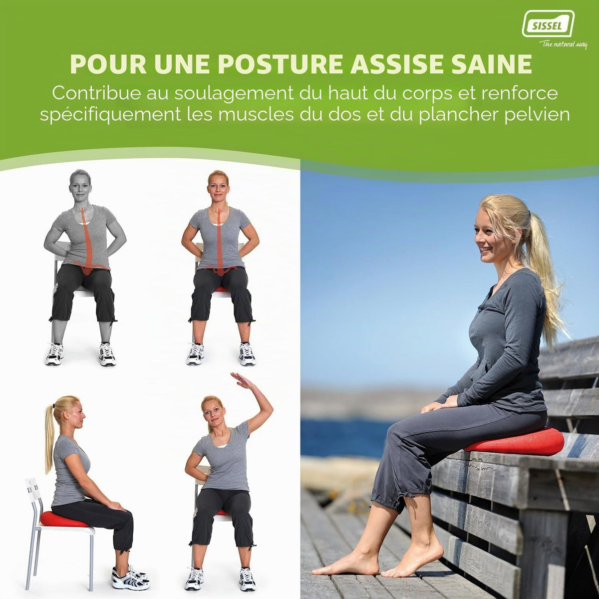 Coussin d'équilibre gonflable Sissel pour soulager le dos Sissel