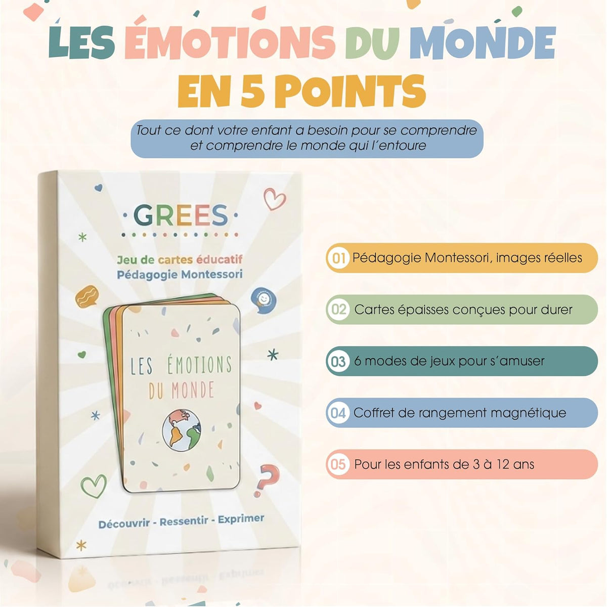 Coffret Les Émotions Du Monde 104 Cartes Dès 3 Ans